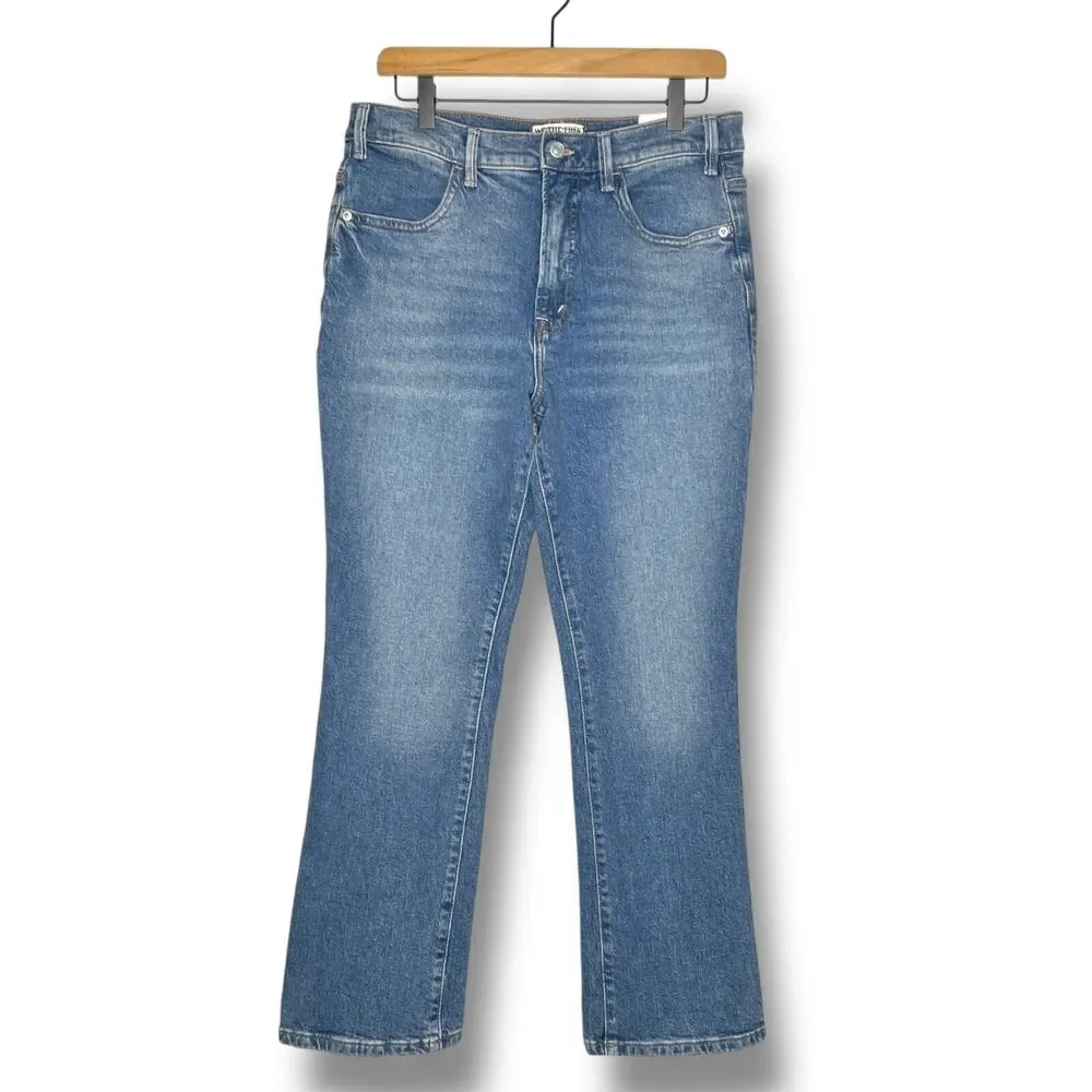 We The Free People Low Maintenance Crop Boot Denim Jean Blue Mid Rise Boho New - Picture 5 of 14